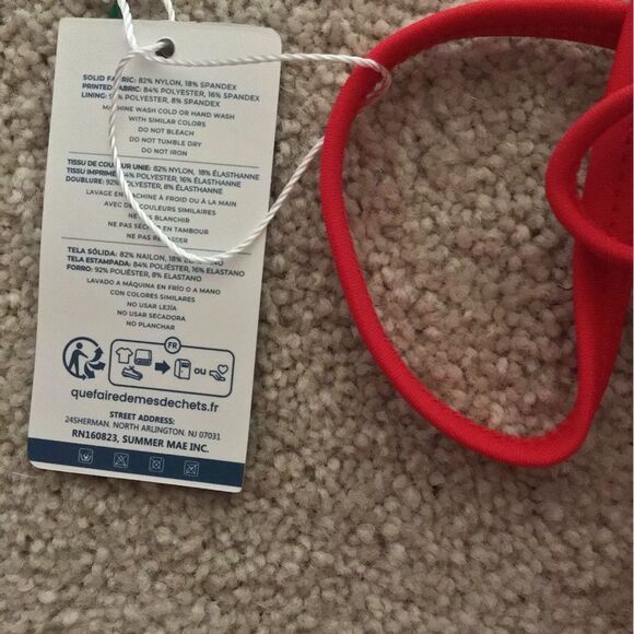 NWT Summer Mae Maternity Red One-Shoulder Swimsuit - Picture 7 of 8